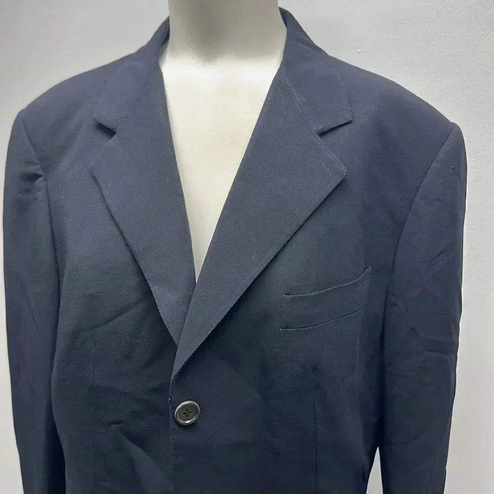 Burberry Blazer Jacket Sports Coat Vintage Burberrys Navy Blue Men's Size 48 R